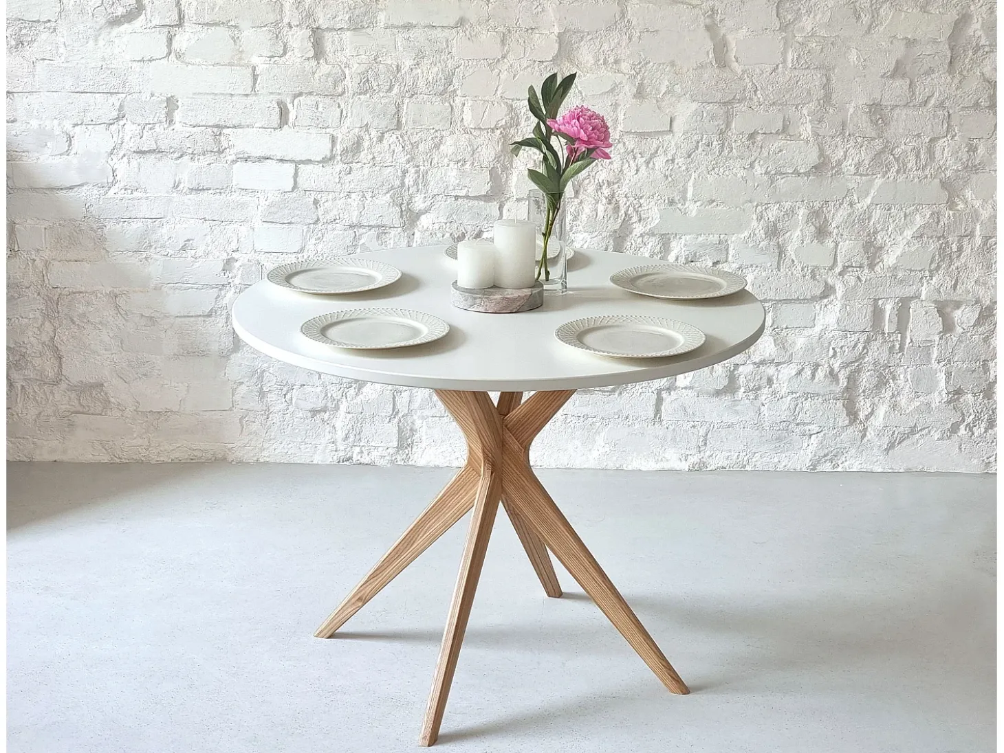 Mesa de comedor redonda 100cm Jubi Bold Verde Salvia