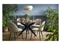 Mesa de comedor redonda de diseño en nogal 120 cm DIELLI