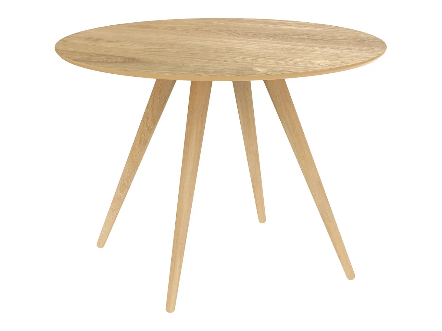 Mesa de comedor redonda de madera clara, 4 personas - Liwa