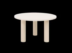 Mesa de comedor redonda de microcemento en tono blanco roto DECOWOOD de Ø120x75cm - LUCÍA - DECOWOOD