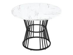 Mesa de comedor redonda, diseño de mármol, estructura de metal, adecuada para restaurante, comedor, color negro.