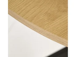 Mesa de comedor redonda de 100 cm con tablero de roble dorado y patas negras EDGAR