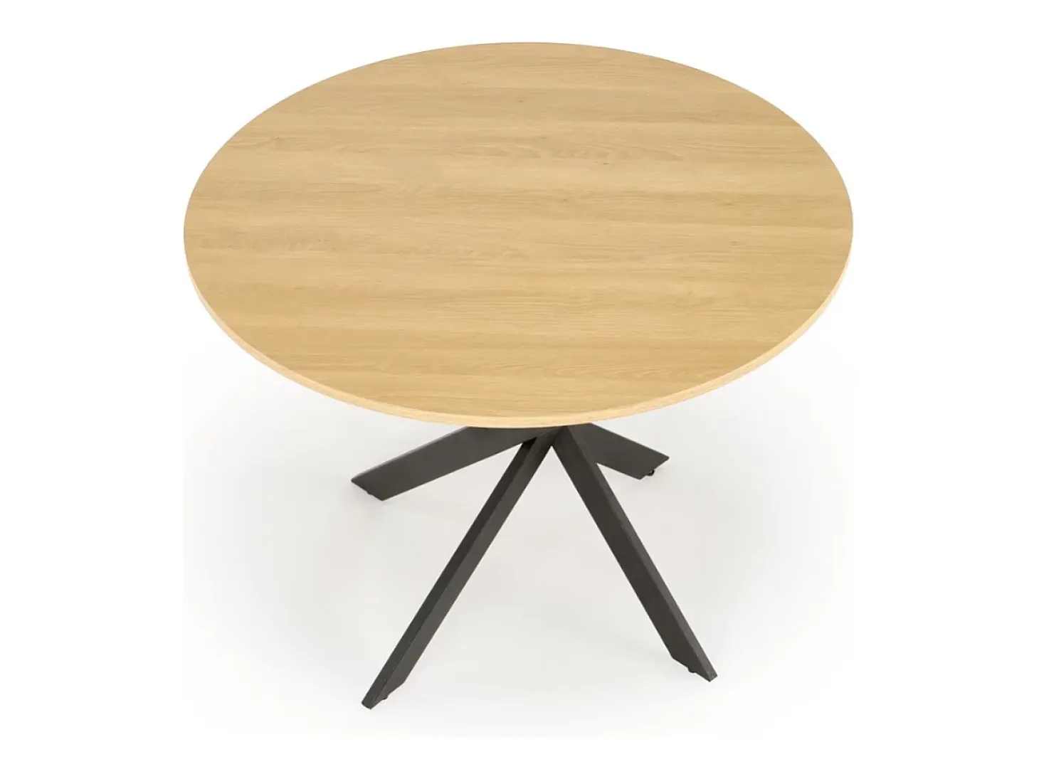 Mesa de comedor redonda de 100 cm con tablero de roble dorado y patas negras EDGAR