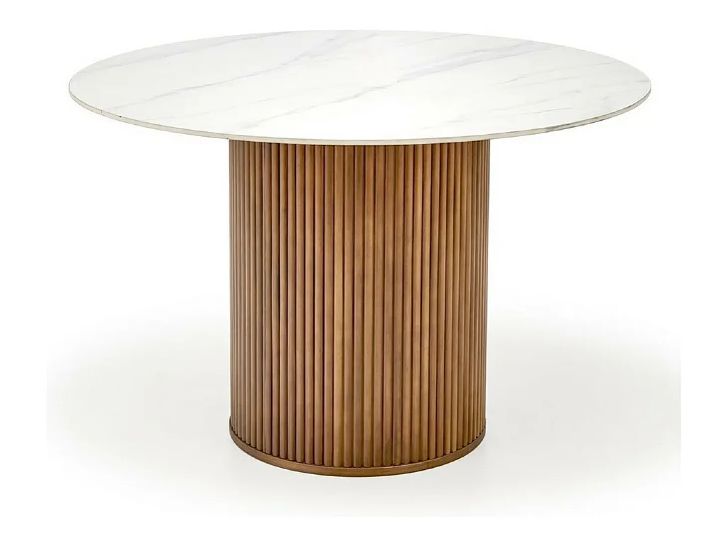 Mesa de comedor redonda de diseño Loco 120 cm en madera y mármol