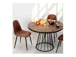 Mesa de comedor redonda de madera de cedro, 5 personas - Pralus