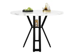 Mesa de comedor redonda, diseño moderno, MDF y metal negro jaspeado, para 4-6 personas (100x100x76 cm)
