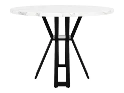 Mesa de comedor redonda, diseño moderno, MDF y metal negro jaspeado, para 4-6 personas (100x100x76 cm)