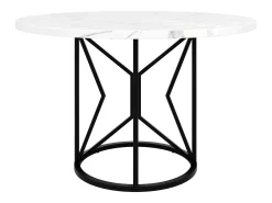 Mesa de comedor redonda, diseño moderno, MDF y metal negro jaspeado, para 4-6 personas (100x100x76 cm)