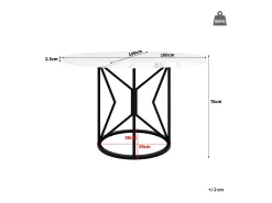 Mesa de comedor redonda, diseño moderno, MDF y metal negro jaspeado, para 4-6 personas (100x100x76 cm)