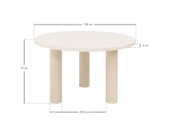 Mesa de comedor redonda de madera maciza tono roble medio y patas de microcemento en tono verde DECOWOOD de Ø120x75cm - LUCÍA - DECOWOOD