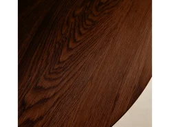 Mesa de comedor redonda efecto madera con patas de metal negro, 4