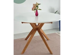 Mesa de comedor redonda extensible 110cm Biju Verde Salvia Roble