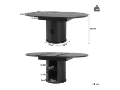 Mesa de comedor redonda extensible - Mesa extensible con 2 puertas y 6 patas ajustables - negra - para comedor y sala de estar