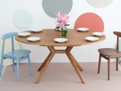Mesa de comedor redonda extensible 110cm Biju Roble