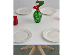 Mesa de comedor redonda extensible 90cm Jubi Verde Salvia | Pata de fresno
