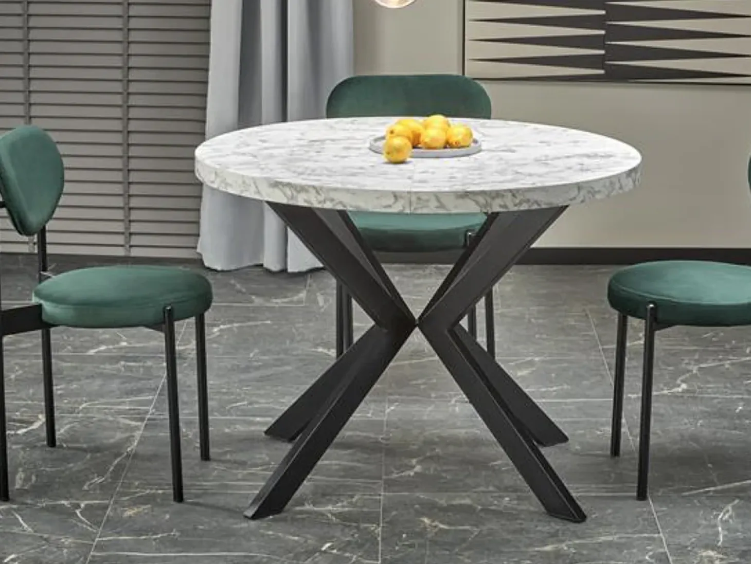Mesa de comedor redonda extensible de mármol 100-250cm Zelvano