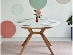 Mesa de comedor redonda extensible 120cm Biju Blanca