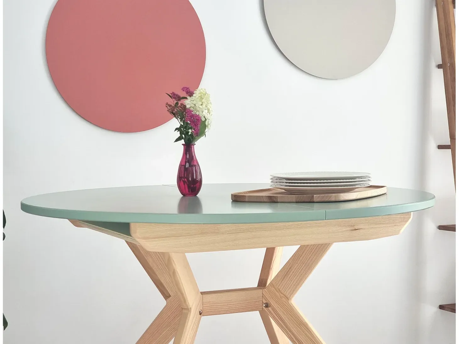 Mesa de comedor redonda extensible 120cm Biju Blanca