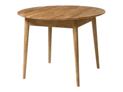 Mesa de comedor redonda extensible de 110 a 145 cm en madera maciza de roble Kundy