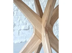 Mesa de comedor redonda extensible 90cm Jubi Marrón Beige | Pata de fresno
