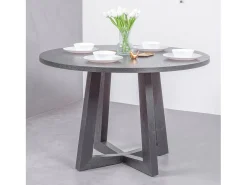 Mesa de comedor redonda en fresno natural (115cm) - Soho - Negro