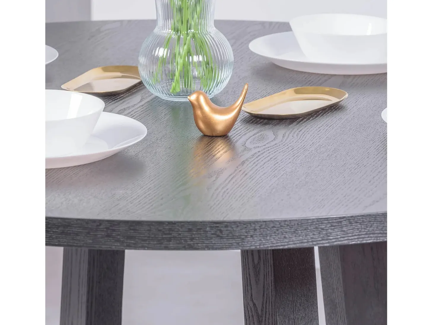 Mesa de comedor redonda en fresno natural (115cm) - Soho - Negro