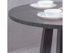 Mesa de comedor redonda en fresno natural (115cm) - Soho - Negro