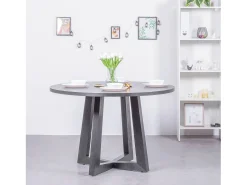 Mesa de comedor redonda en fresno natural (115cm) - Soho - Negro