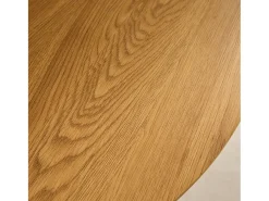 Mesa de comedor redonda efecto madera con patas de metal negro, 4