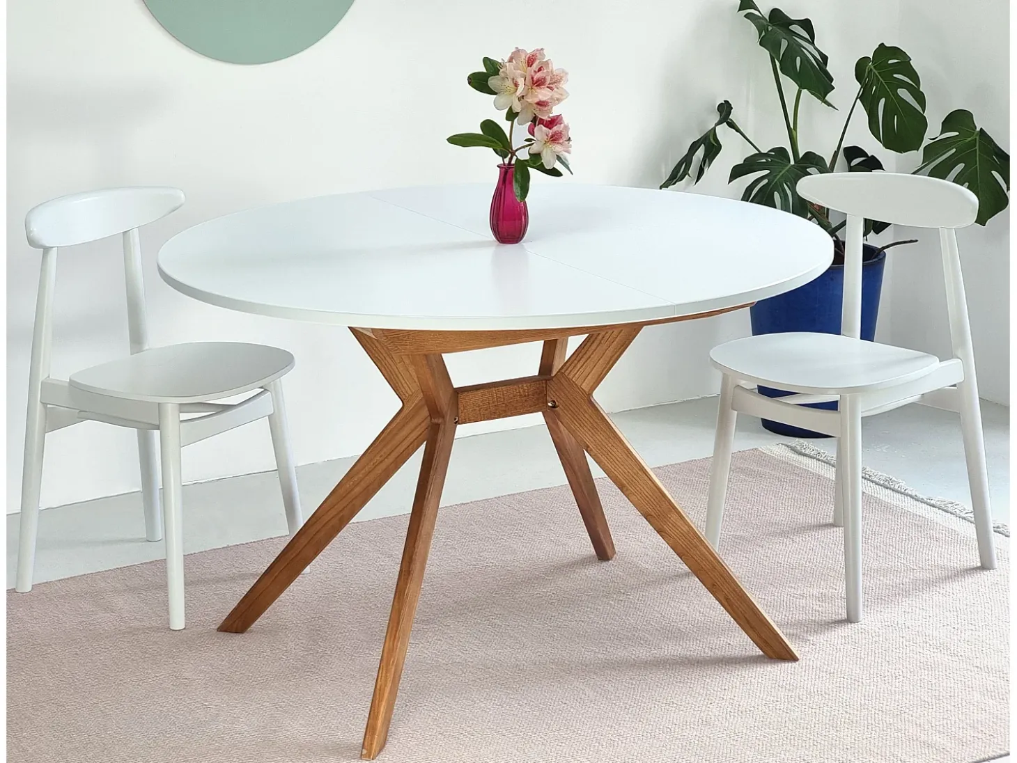 Mesa de comedor redonda extensible 110cm Biju Verde Salvia