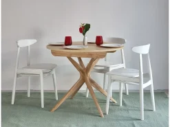 Mesa de comedor redonda extensible 90cm Jubi Fresno