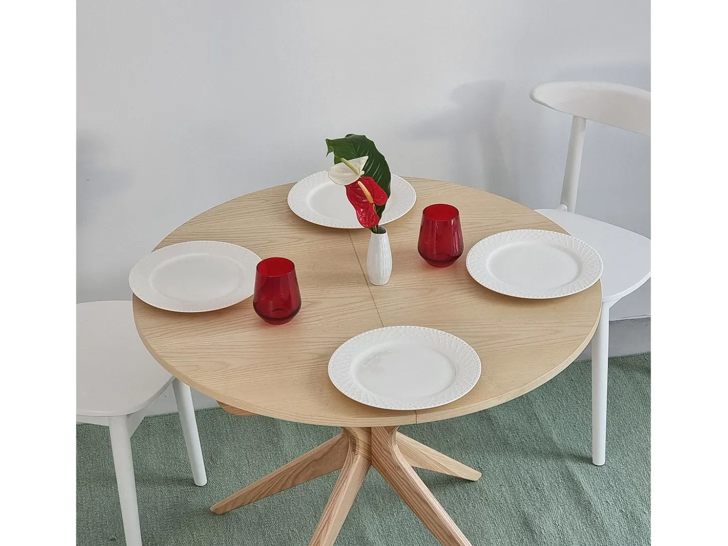 Mesa de comedor redonda extensible 90cm Jubi Fresno