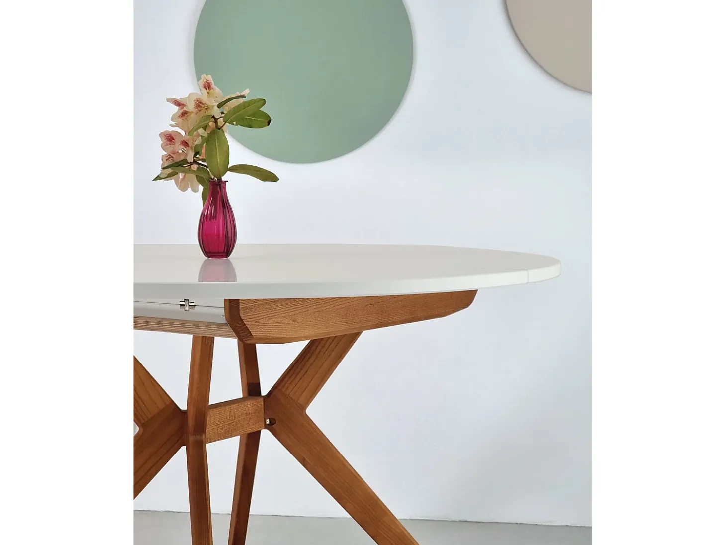 Mesa de comedor redonda extensible 110cm Biju Marrón Beige