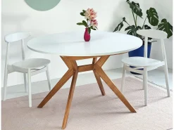 Mesa de comedor redonda extensible 110cm Biju Marrón Beige