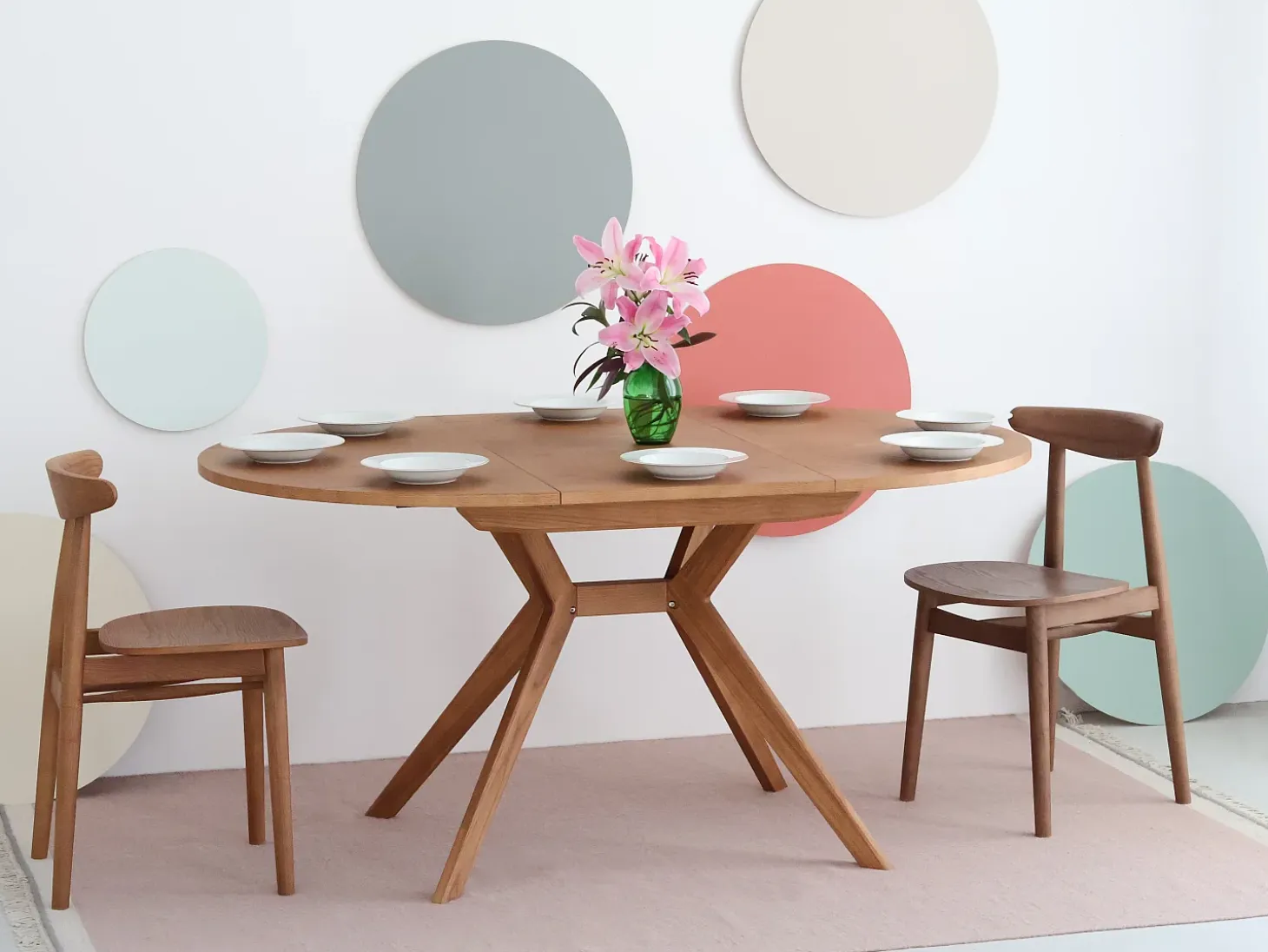 Mesa de comedor redonda extensible 110cm Biju Fresno
