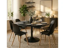 Mesa de comedor redonda moderna Goblet negra 120 cm Blackwood+