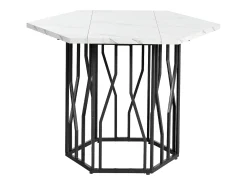 Mesa de comedor redonda moderna de mármol + patas de metal negras en forma de rama + 4 sillas ergonómicas de ante verde (115,5 x 100 x 75 cm)