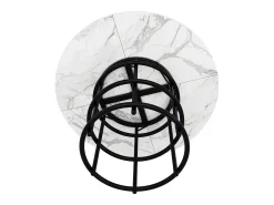 Mesa de comedor redonda moderna 100x100x76 cm 4-6 personas - patas de metal negro - blanco