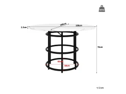 Mesa de comedor redonda moderna 100x100x76 cm 4-6 personas - patas de metal negro - blanco