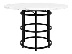 Mesa de comedor redonda moderna 100x100x76 cm 4-6 personas - patas de metal negro - blanco
