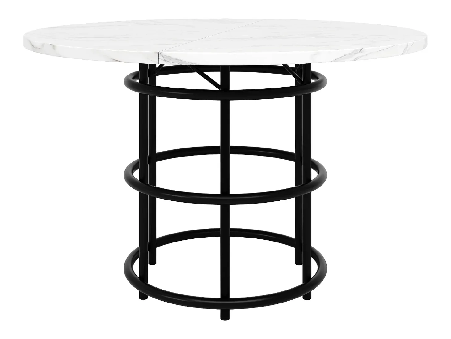 Mesa de comedor redonda moderna 100x100x76 cm 4-6 personas - patas de metal negro - blanco