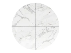 Mesa de comedor redonda moderna 100x100x76 cm 4-6 personas - patas de metal negro - blanco