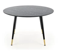 Mesa de comedor redonda negra de 120 cm con patas de acero Lady negras y doradas