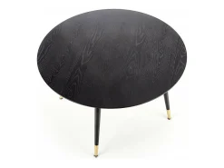 Mesa de comedor redonda negra de 120 cm con patas de acero Lady negras y doradas