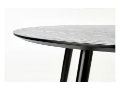 Mesa de comedor redonda negra de 120 cm con patas de acero Lady negras y doradas