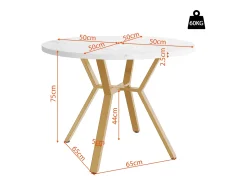 Mesa de comedor redonda para 4-6 personas - patas de metal dorado - blanco (100 x 100 x 75 cm)