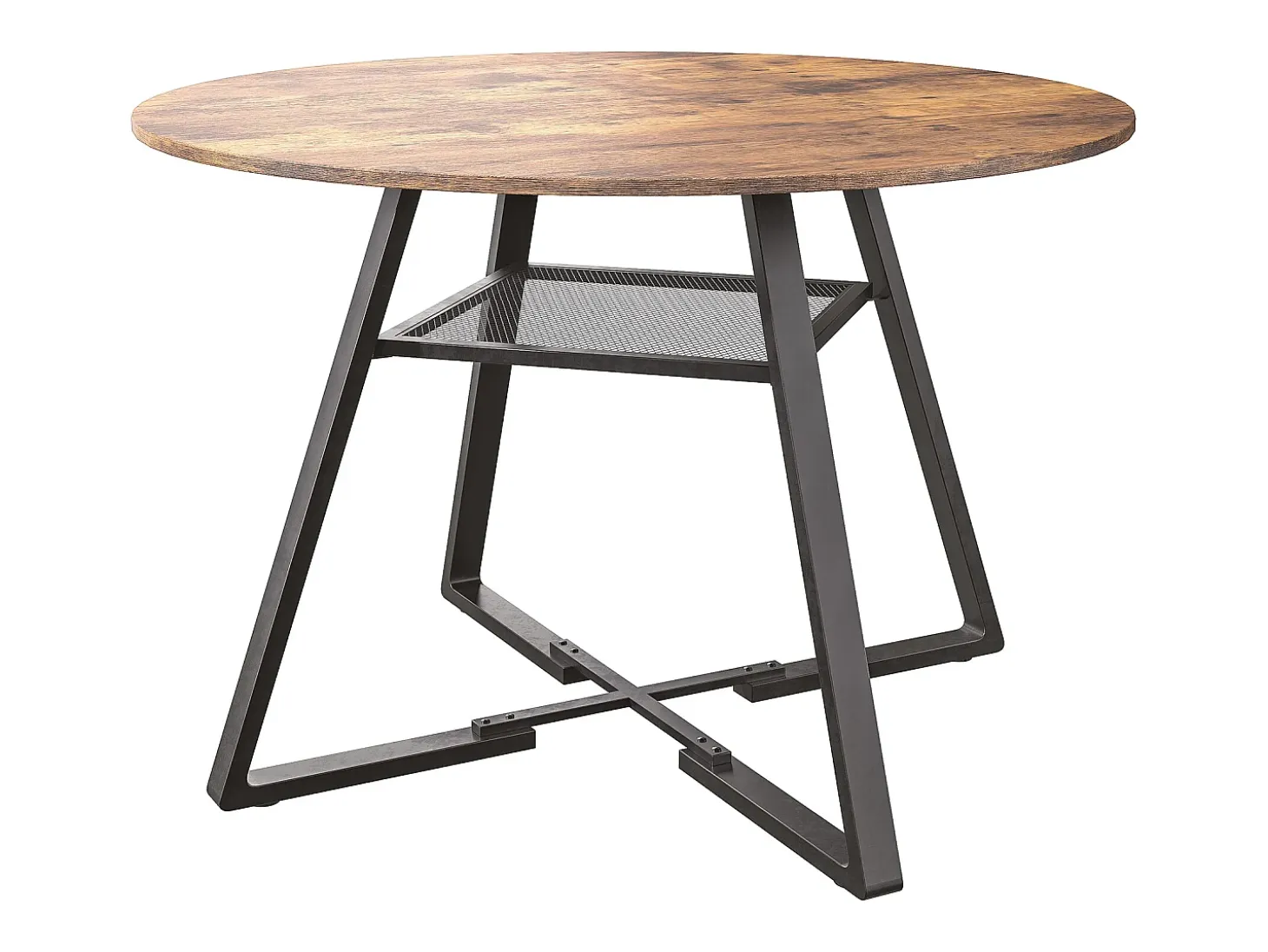 Mesa de comedor redonda para 4 personas, mesa de comedor con estante, 120 x 120 x 75 cm, Negro