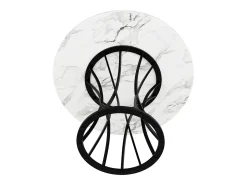 Mesa de comedor redonda para 4-6 personas - patas de metal negro - blanco (80 x 80 x 76 cm)