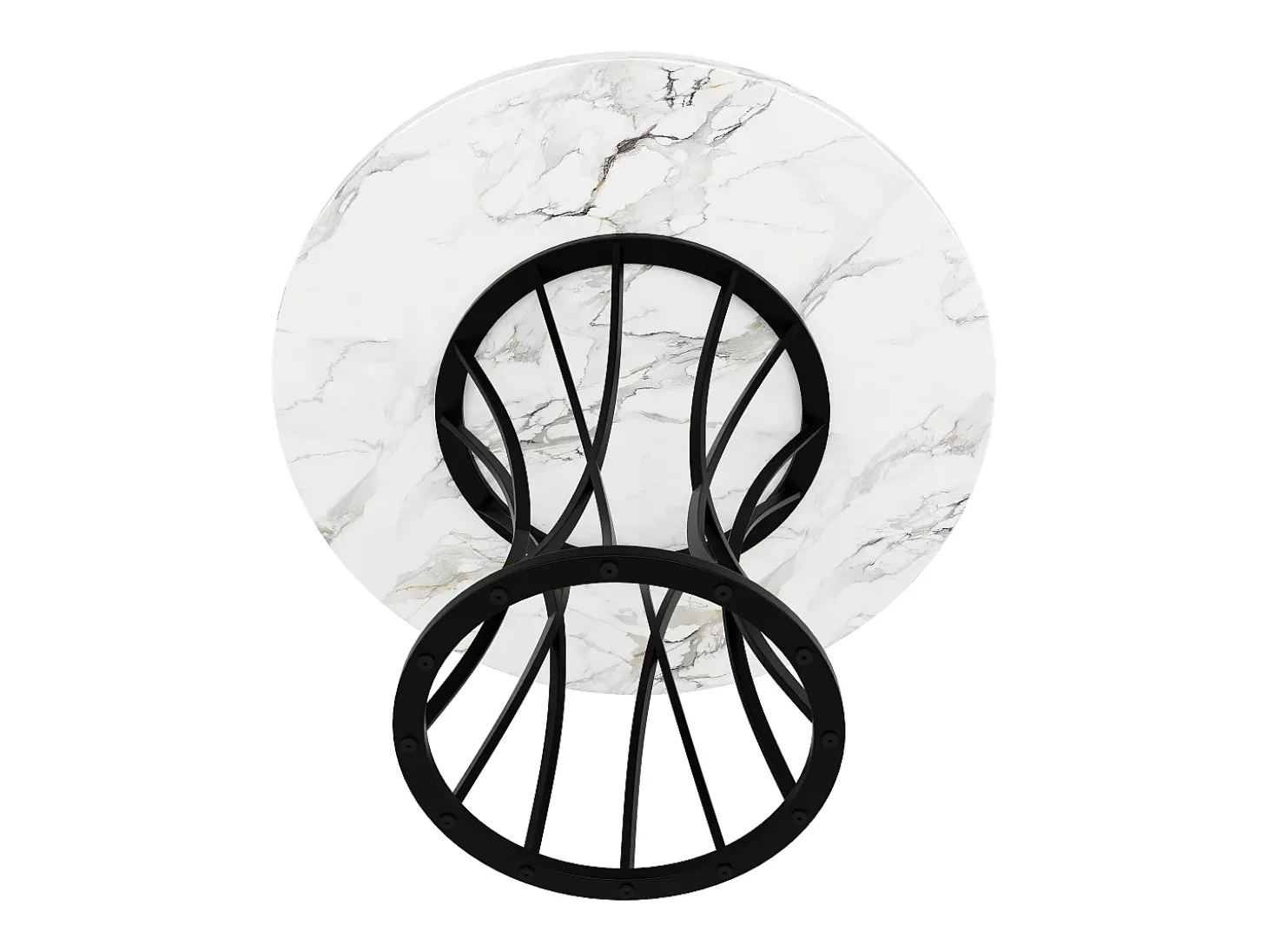 Mesa de comedor redonda para 4-6 personas - patas de metal negro - blanco (80 x 80 x 76 cm)