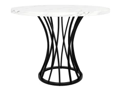 Mesa de comedor redonda para 4-6 personas - patas de metal negro - blanco (80 x 80 x 76 cm)